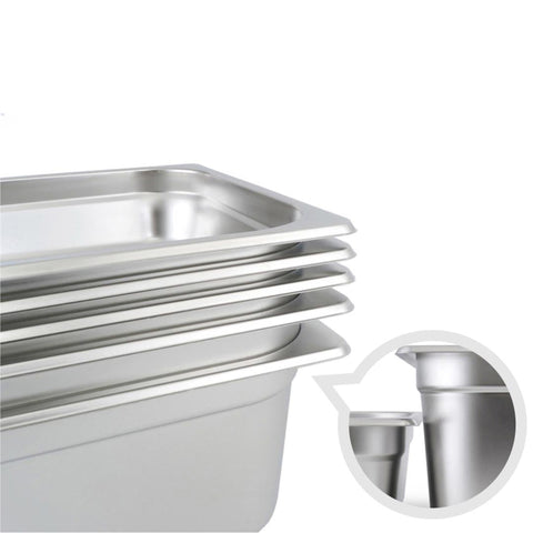 Gastronorm GN Pan Full Size 1/3 GN Pan 6.5 cm Deep Stainless Steel Tray with Lid