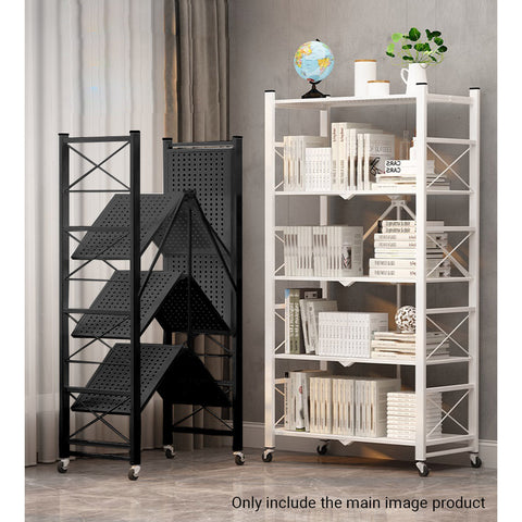 4 Tier Black Foldable Display Stand with Wheels