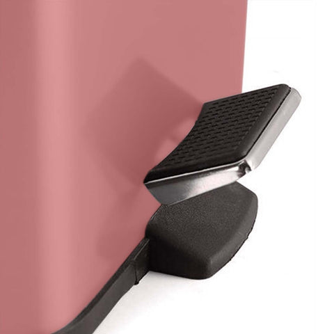 Foot Pedal Stainless Steel Trash Bin Square 6L Pink