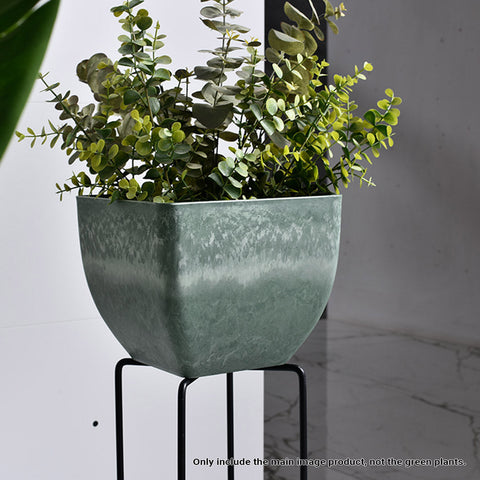 27cm Green Grey Square Resin Planter