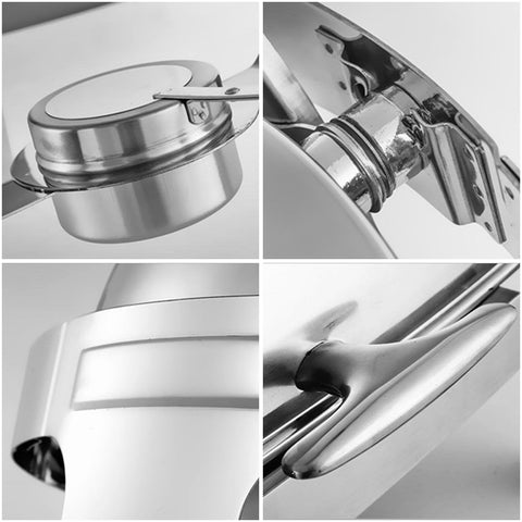 6L Round Stainless Steel Food Warmer with Glass Roll Top