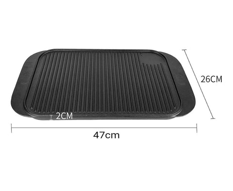 47cm Cast Iron Ridged Griddle Plate