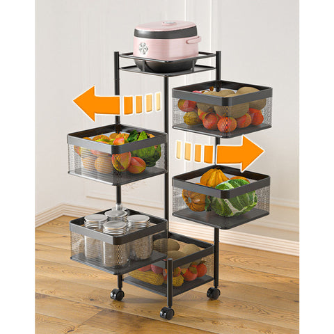 5 Tier Steel Square Rotating Kitchen Cart