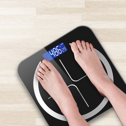 180kg Glass Digital Fitness Electronic Scales Black