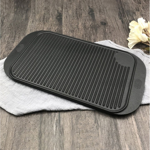 47cm Cast Iron Ridged Griddle Plate