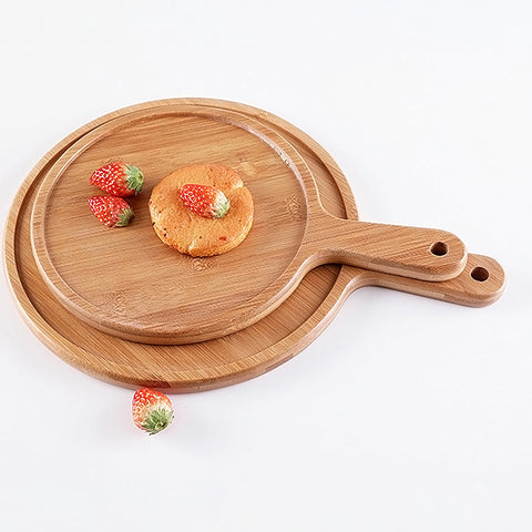 8 inch Blonde Round Wooden Tray