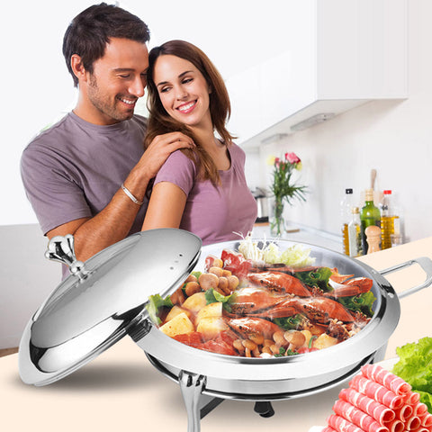 Stainless Steel Round Chafing Dish with Glass Top Lid