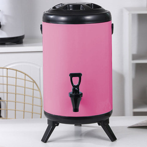 16L Stainless Steel Milk Tea Barrel with Faucet Pink