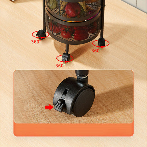 3 Tier Steel Round Rotating Kitchen Cart