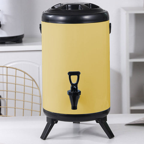 8L Stainless Steel Milk Tea Barrel with Faucet Yellow