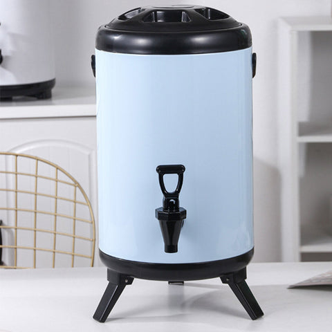 8L Stainless Steel Milk Tea Barrel with Faucet White