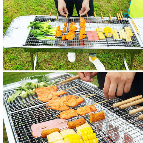 Stainless Steel Skewers BBQ Grill 6-8 Persons