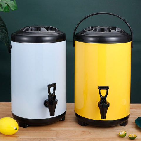 8L Stainless Steel Milk Tea Barrel with Faucet Yellow