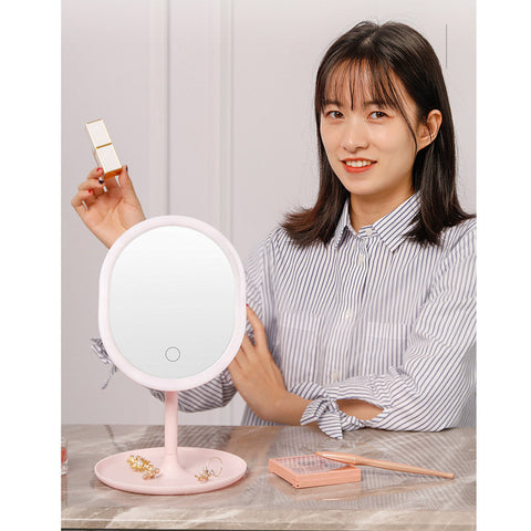 20cm Pink Rechargeable LED Light Makeup Mirror