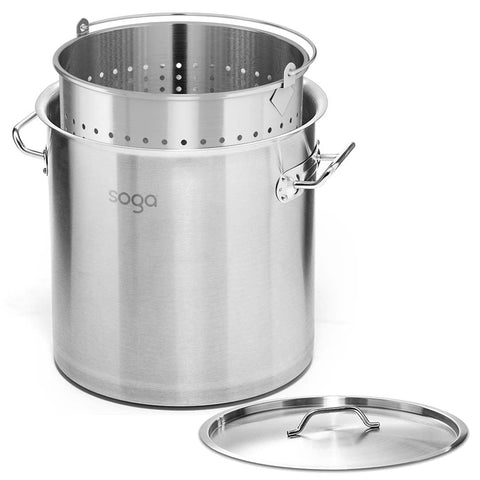 21L 18/10 Stainless Steel Stockpot with Perforated Pasta Strainer