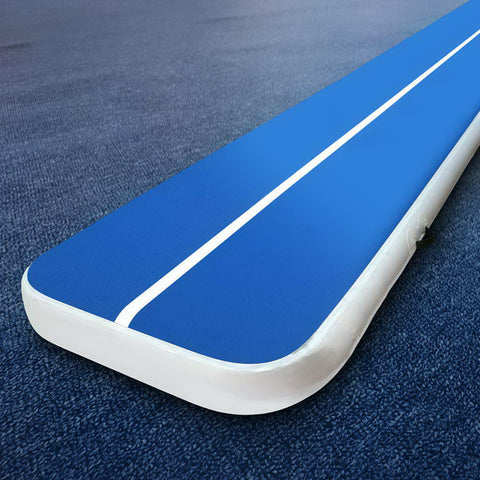 4m x 1m Inflatable Air Track Mat 20cm Thick Gymnastic Tumbling Blue And White