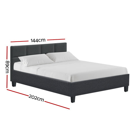 Artiss Tino Bed Frame Double Size Charcoal Fabric