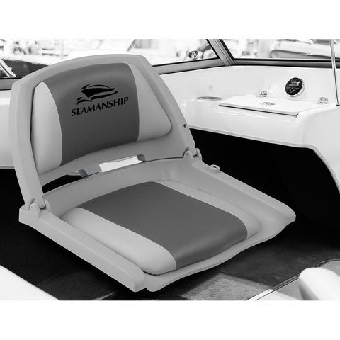 Seamanship Set of 2 Folding Swivel Boat Seats - Grey & Charcoal