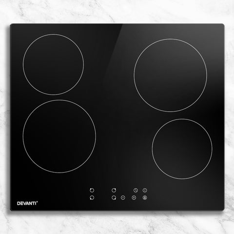 Devanti Ceramic Cooktop 60cm Electric Cooker 4 Burner Stove Hob Touch Control