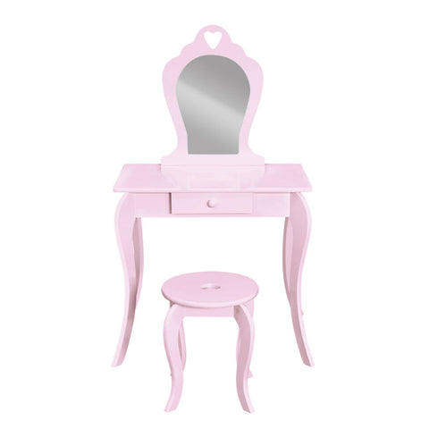 Keezi Pink Kids Vanity Dressing Table Stool Set Mirror Princess Children Makeup