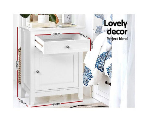 Artiss Bedside Tables Big Storage Drawers Cabinet Nightstand Lamp Chest White