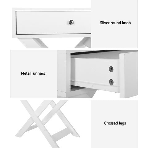 Artiss Bedside Table Side End Table Drawers Nightstand Bedroom Storage White