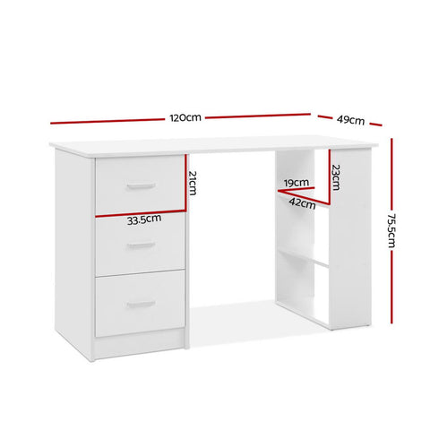 Artiss Office Computer Desk Student Study Table Workstation 3 Drawers Shelf 120cm