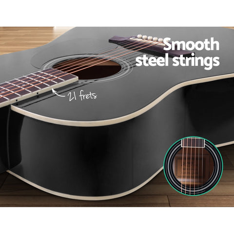 ALPHA 41 Inch Wooden Acoustic Guitar Black