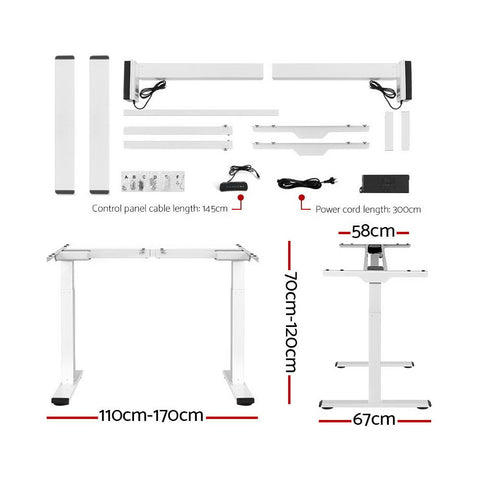 Artiss Standing Desk Electric Height Adjustable Sit Stand Desks White Black