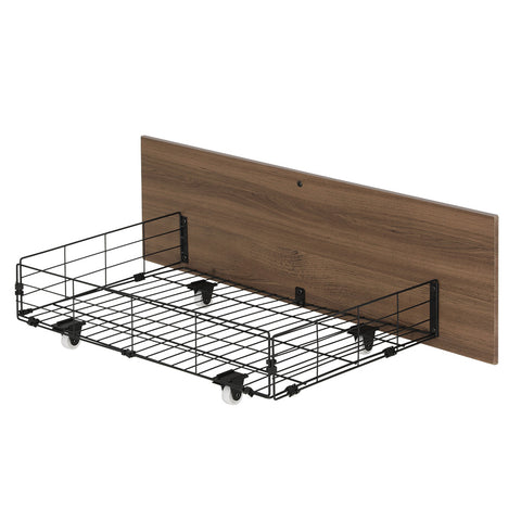 Artiss 2x Trundle Drawers for Metal Bed Frame Storage with Wheels Balck & Walnut