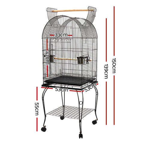 i.Pet Large Bird Cage with Perch - Black