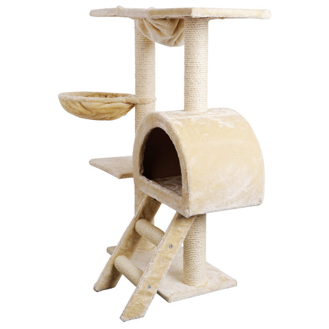 i.Pet Cat Tree Trees Scratching Post Scratcher Condo Tower House Bed Beige 100cm