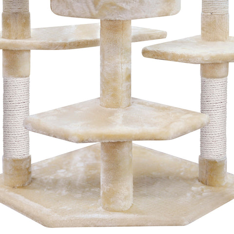 i.Pet Cat Tree 203cm Trees Scratching Post Scratcher Tower Condo House Furniture Wood Beige