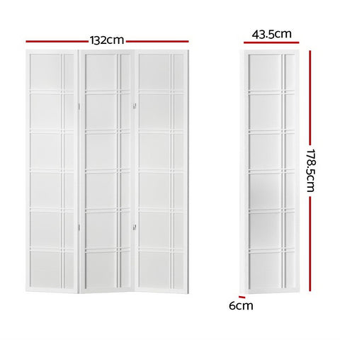 Artiss Room Divider Screen Privacy Wood Dividers Stand 3 Panel Nova White