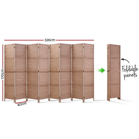 Artiss 8 Panel Room Divider Screen Privacy Rattan Timber Foldable Dividers Stand Hand Woven