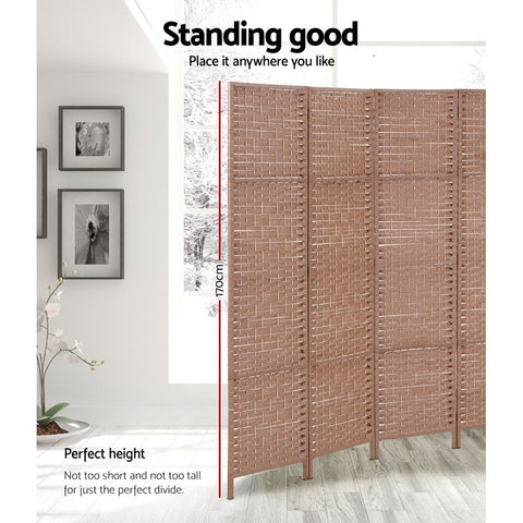 Artiss 8 Panel Room Divider Screen Privacy Rattan Timber Foldable Dividers Stand Hand Woven