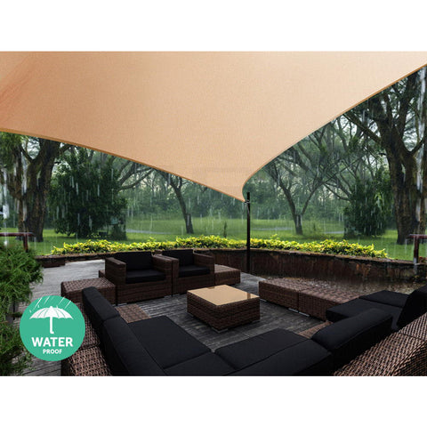 Instahut 5 x 5 x 5m Waterproof Triangle Shade Sail Cloth - Sand Beige