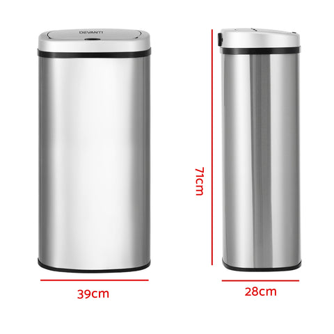 Devanti Sensor Bin 60L Motion Rubbish Stainless Trash Can Automatic Touch Free