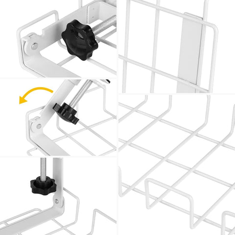 2 pack Under Desk Cable Management Tray, White