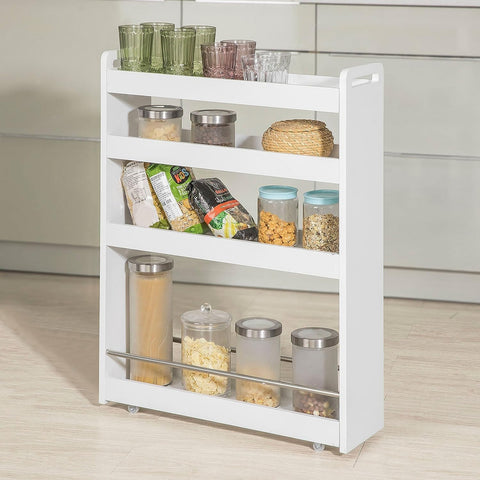 Slimline Rolling Storage Shelf, White