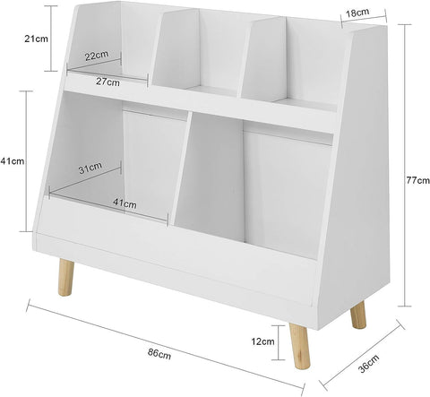 Childrens Shelving Unit, 5 Compartments Bookcase