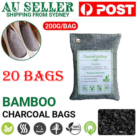 20PCS Air Purifying Bags Activated Bamboo Charcoal Freshener for Car Home Shoes 200g