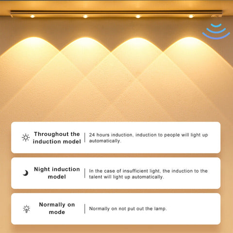 80cm Wireless LED Closet Lights Motion Sensor PIR Induction Lamp Cabinet Lighting USB