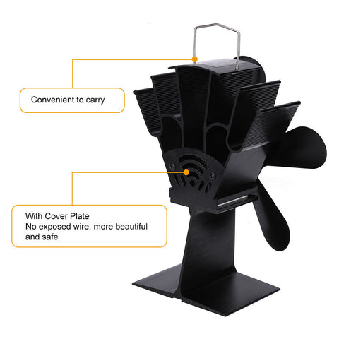 Wood Heater Fan Eco Heat Powered Self-Powered Silent for Fireplace Stove Burner