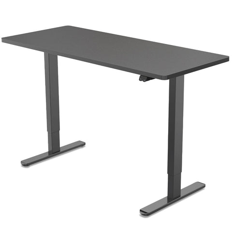 FORTIA Sit Stand Standing Desk, 140x60cm, 72-118cm Height Adjustable, 70kg Load, Black/Black Frame