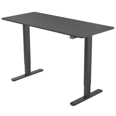 FORTIA Sit Stand Standing Desk, 140x60cm, 72-118cm Height Adjustable, 70kg Load, Black/Black Frame