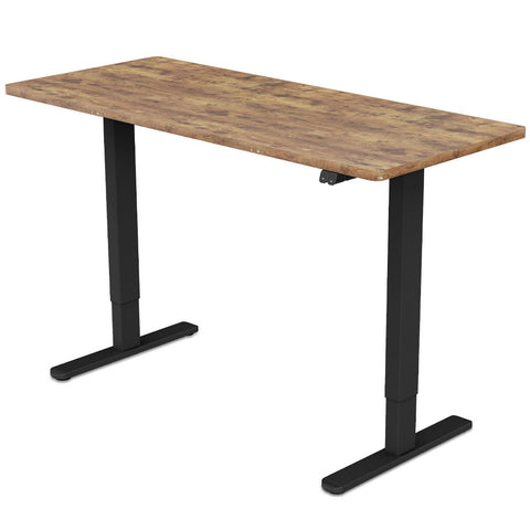 FORTIA Sit Stand Standing Desk, 140x60cm, 72-118cm Height Adjustable, 70kg Load, Oak style/Black Frame