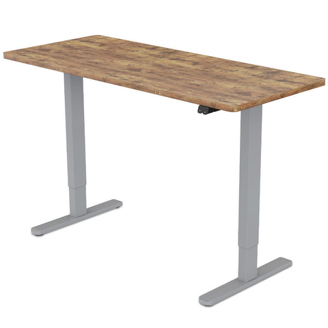 FORTIA Sit Stand Standing Desk, 120x60cm, 72-118cm Height Adjustable, 70kg Load, Oak style/Silver Frame