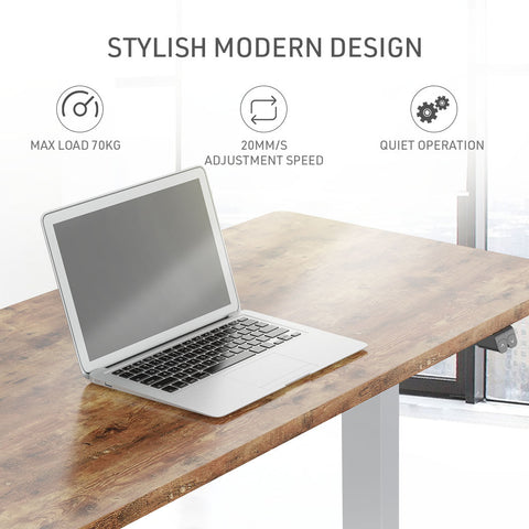 FORTIA Sit Stand Standing Desk, 120x60cm, 72-118cm Height Adjustable, 70kg Load, Oak style/Silver Frame