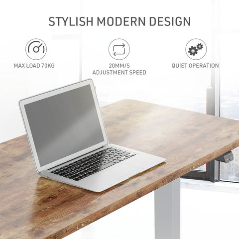 FORTIA Sit Stand Standing Desk, 140x60cm, 72-118cm Height Adjustable, 70kg Load, Oak style/Silver Frame